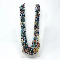 Mardi Gras Spot 27" Multicolor With Black Glass Bead Necklace (Dozen)