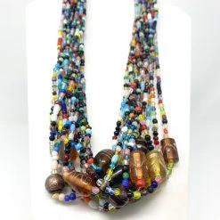 Mardi Gras Spot 27" Multicolor With Black Glass Bead Necklace (Dozen)