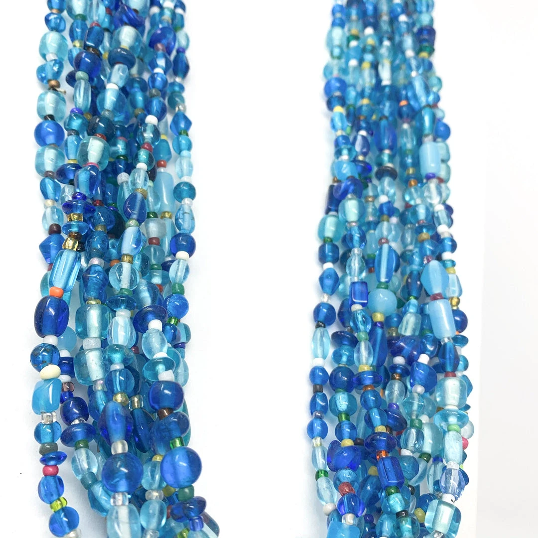 Mardi Gras Spot 27" Turquoise Glass Bead Necklace (Dozen) 5 Mardi Gras Spot 27" Turquoise Glass Bead Necklace (Dozen)