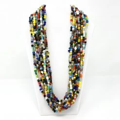 Mardi Gras Spot Beads 27" Multicolor Glass Bead Necklace (Dozen)
