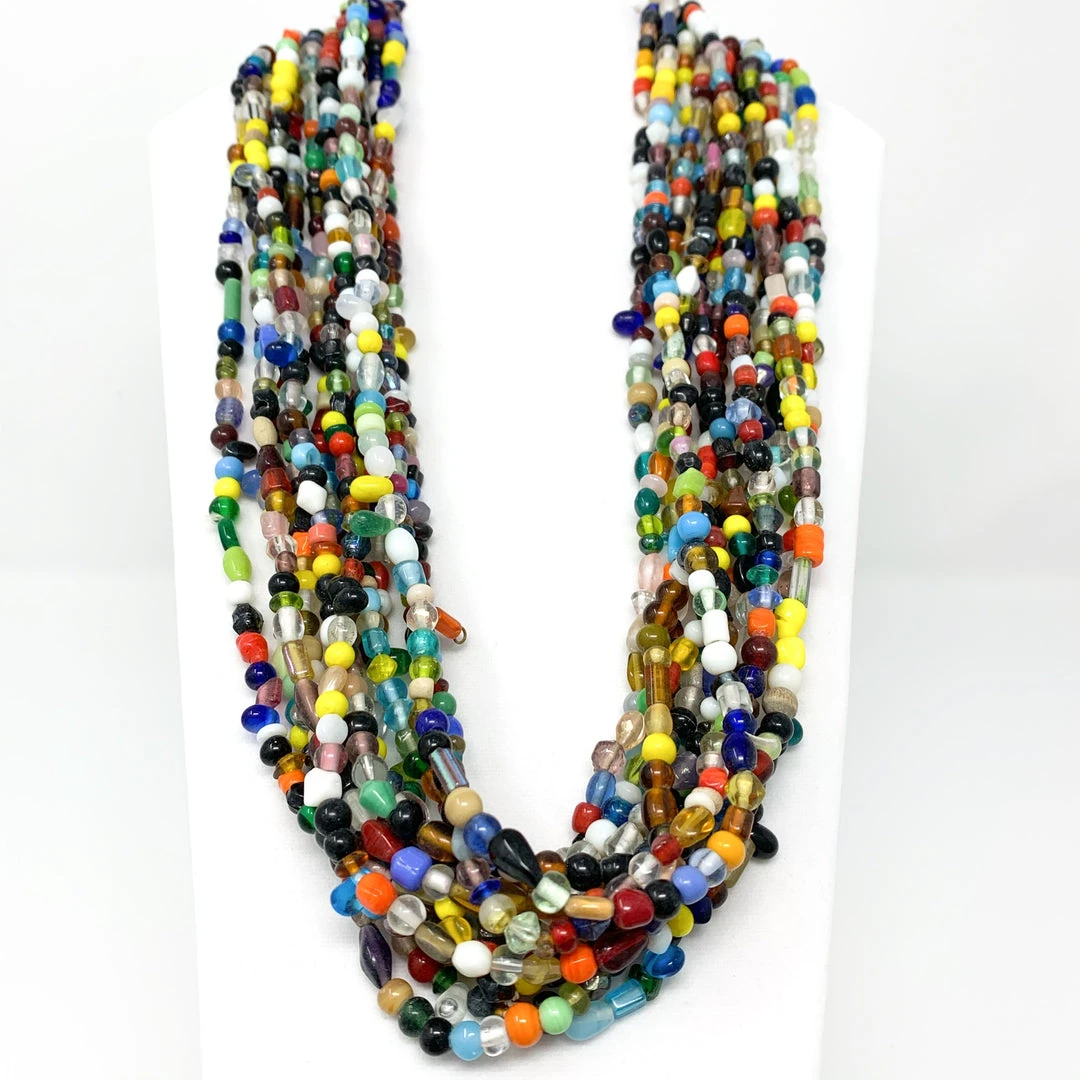 Mardi Gras Spot Beads 27" Multicolor Glass Bead Necklace (Dozen) 4 Mardi Gras Spot Beads 27" Multicolor Glass Bead Necklace (Dozen)