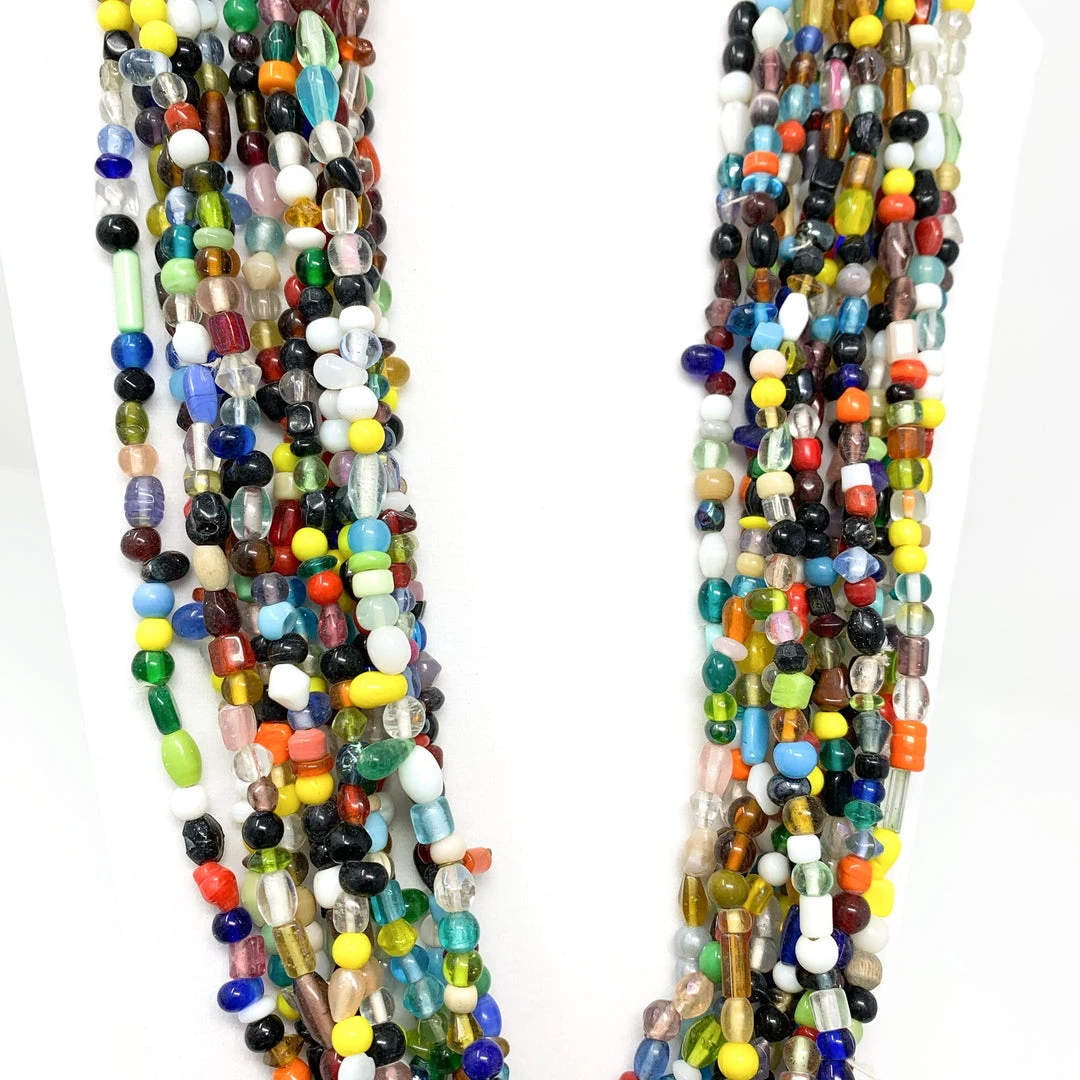 Mardi Gras Spot Beads 27" Multicolor Glass Bead Necklace (Dozen) 5 Mardi Gras Spot Beads 27" Multicolor Glass Bead Necklace (Dozen)