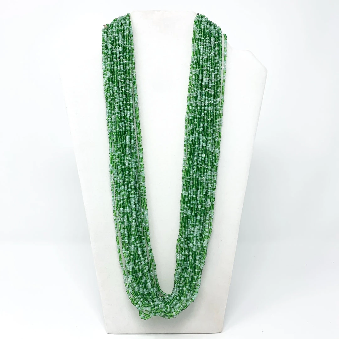 Mardi Gras Spot 27" Green Glass Bead Necklace (Dozen) Beads 3 Mardi Gras Spot 27" Green Glass Bead Necklace (Dozen) Beads