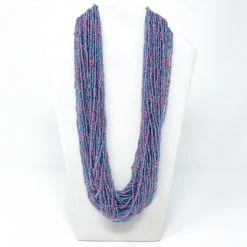 Mardi Gras Spot Beads 27" Pink And Blue Triple Strand Glass Bead Necklace (Dozen)