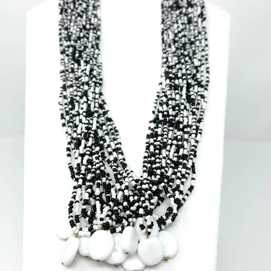 Sale Beads 27" Black And White Glass Bead Necklace (Dozen) Sale Beads 27" Black And White Glass Bead Necklace (Dozen)