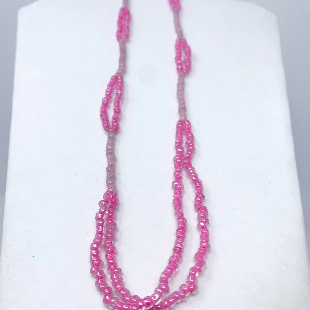 Mardi Gras Spot 27" Pink Glass Bead Necklace (Dozen) 6 Mardi Gras Spot 27" Pink Glass Bead Necklace (Dozen)