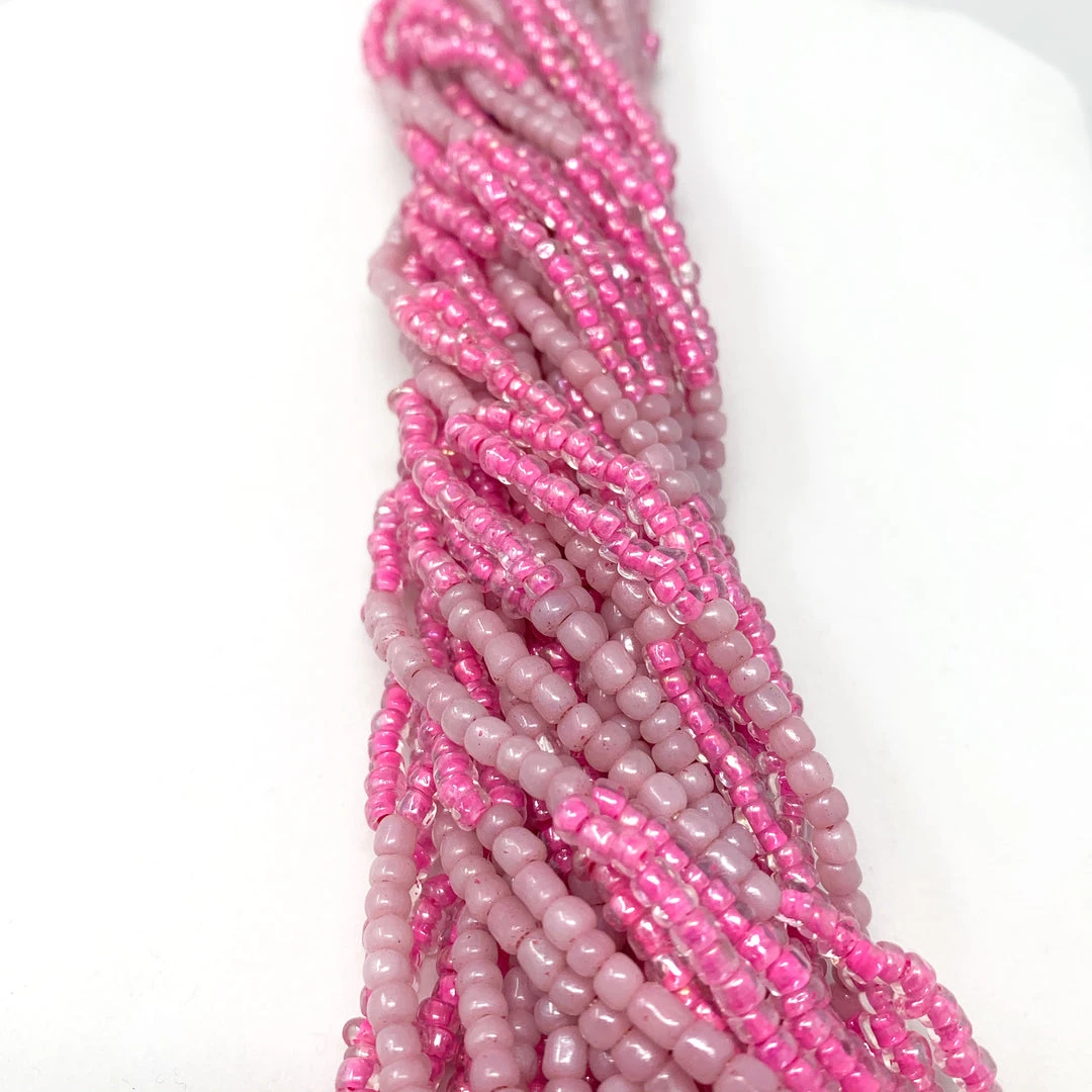 Mardi Gras Spot 27" Pink Glass Bead Necklace (Dozen) 7 Mardi Gras Spot 27" Pink Glass Bead Necklace (Dozen)