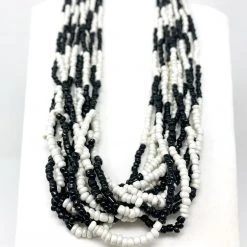 Mardi Gras Spot 27" Black And White Glass Bead Necklace (Dozen)