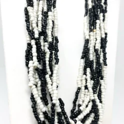 Mardi Gras Spot 27" Black And White Glass Bead Necklace (Dozen) 4 Mardi Gras Spot 27