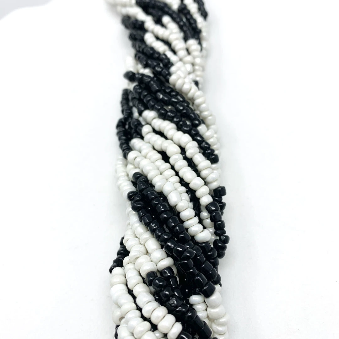 Mardi Gras Spot 27" Black And White Glass Bead Necklace (Dozen) Mardi Gras Spot 27" Black And White Glass Bead Necklace (Dozen)