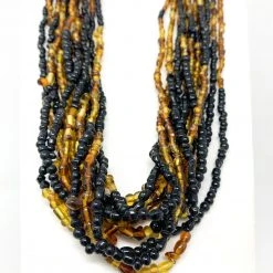 Mardi Gras Spot 27" Black And Golden Glass Bead Necklace (Dozen)