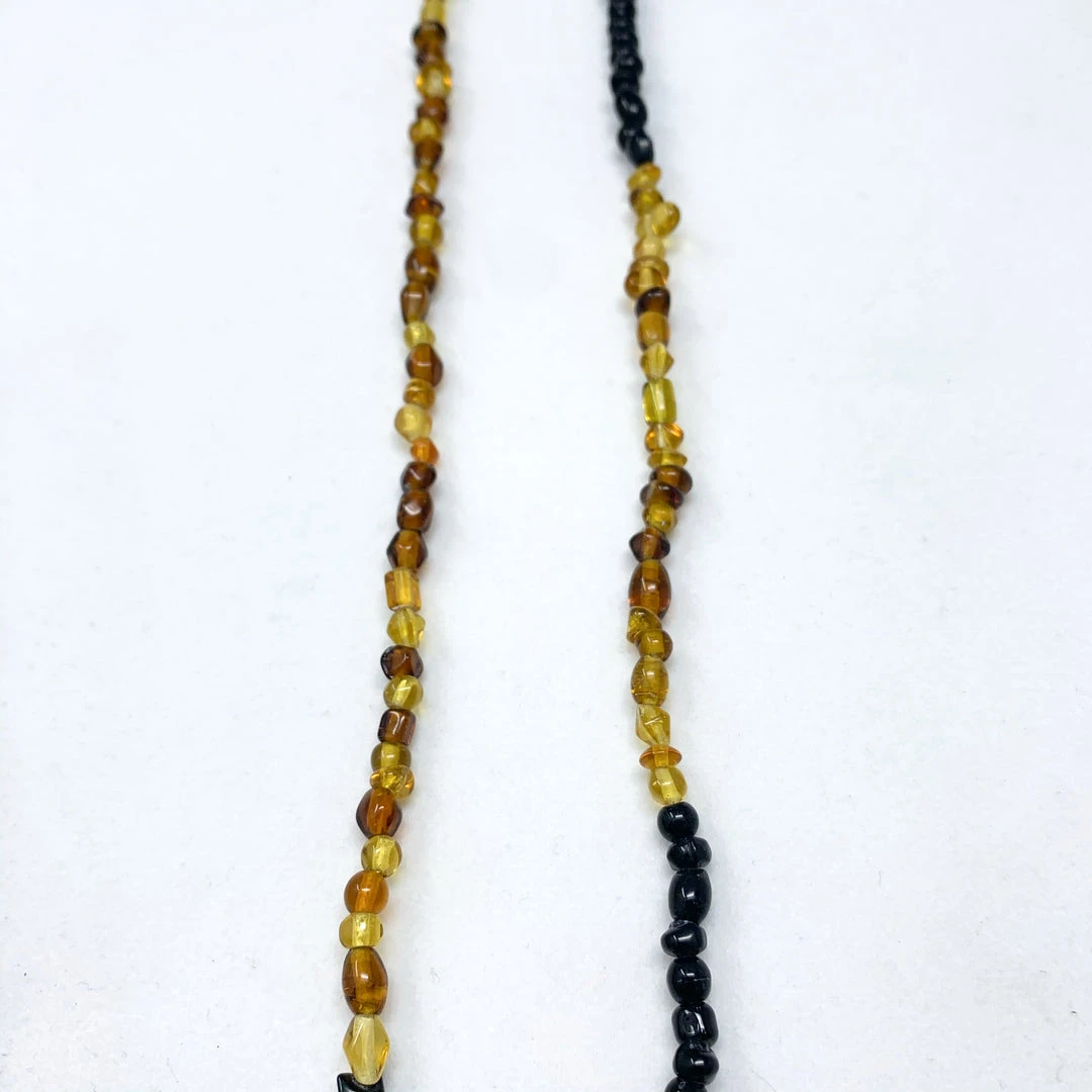 Mardi Gras Spot 27" Black And Golden Glass Bead Necklace (Dozen) 6 Mardi Gras Spot 27" Black And Golden Glass Bead Necklace (Dozen)
