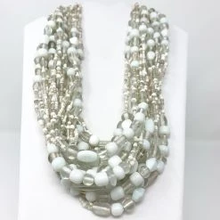 Mardi Gras Spot 27" White Glass Bead Necklace (Dozen) Beads