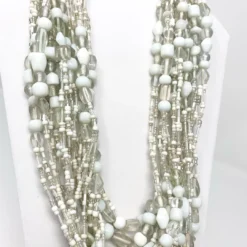Mardi Gras Spot 27" White Glass Bead Necklace (Dozen) Beads 4 Mardi Gras Spot 27