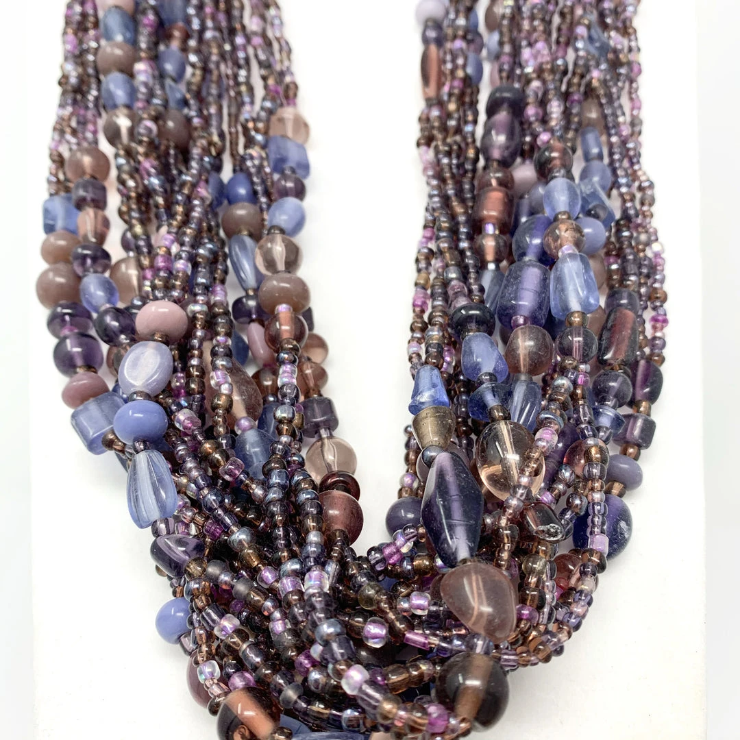 Mardi Gras Spot Beads 27" Purple Glass Bead Necklace (Dozen) 4 Mardi Gras Spot Beads 27" Purple Glass Bead Necklace (Dozen)