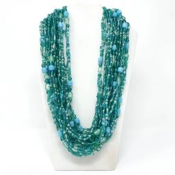 Mardi Gras Spot 27" Teal Glass Bead Necklace (Dozen)