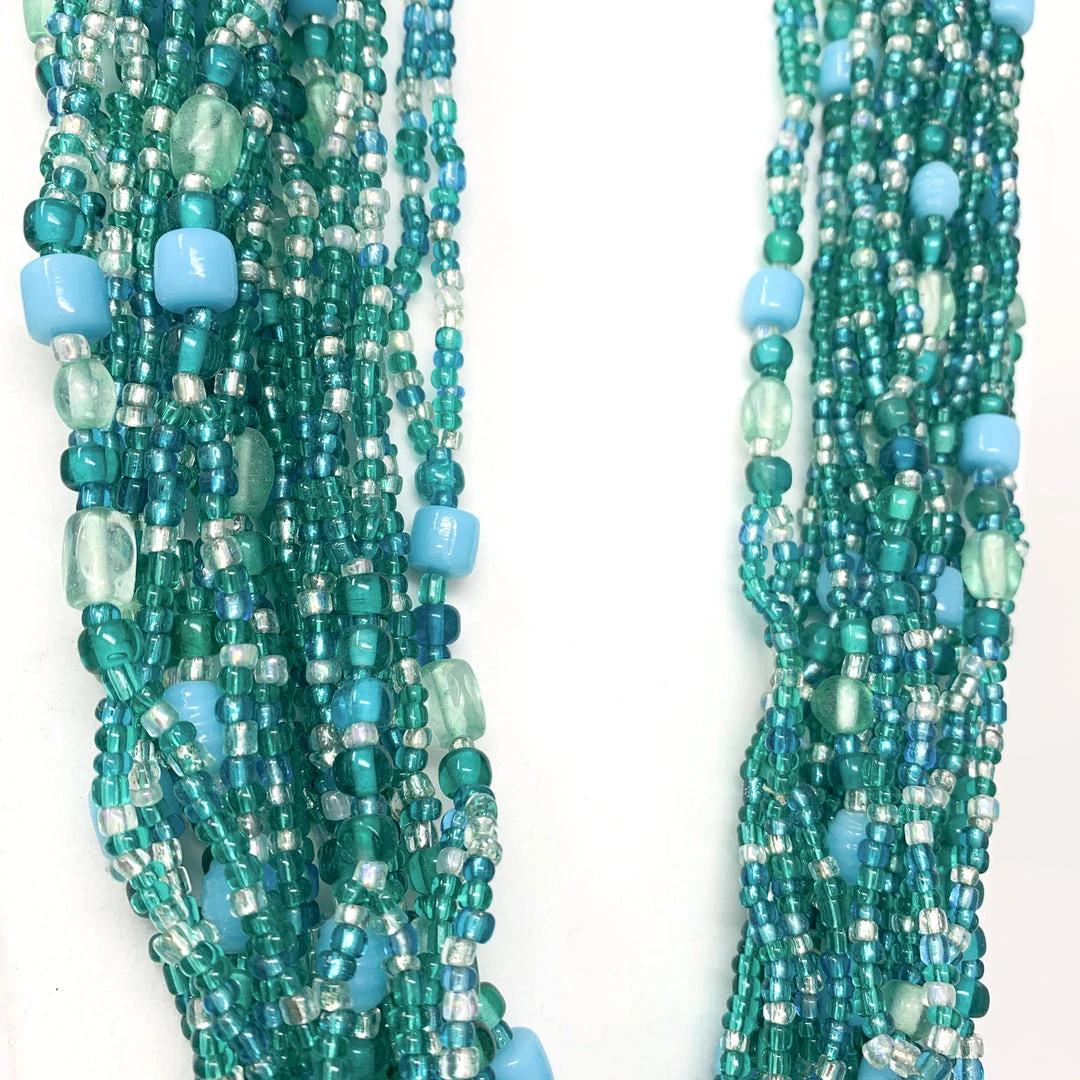 Mardi Gras Spot 27" Teal Glass Bead Necklace (Dozen) 5 Mardi Gras Spot 27" Teal Glass Bead Necklace (Dozen)