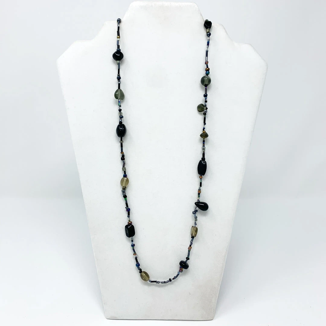 Mardi Gras Spot 27" Black Glass Bead Necklace (Dozen) Beads 4 Mardi Gras Spot 27" Black Glass Bead Necklace (Dozen) Beads