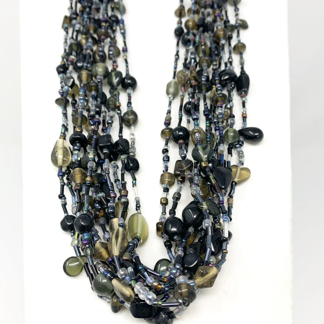 Mardi Gras Spot 27" Black Glass Bead Necklace (Dozen) Beads 5 Mardi Gras Spot 27" Black Glass Bead Necklace (Dozen) Beads