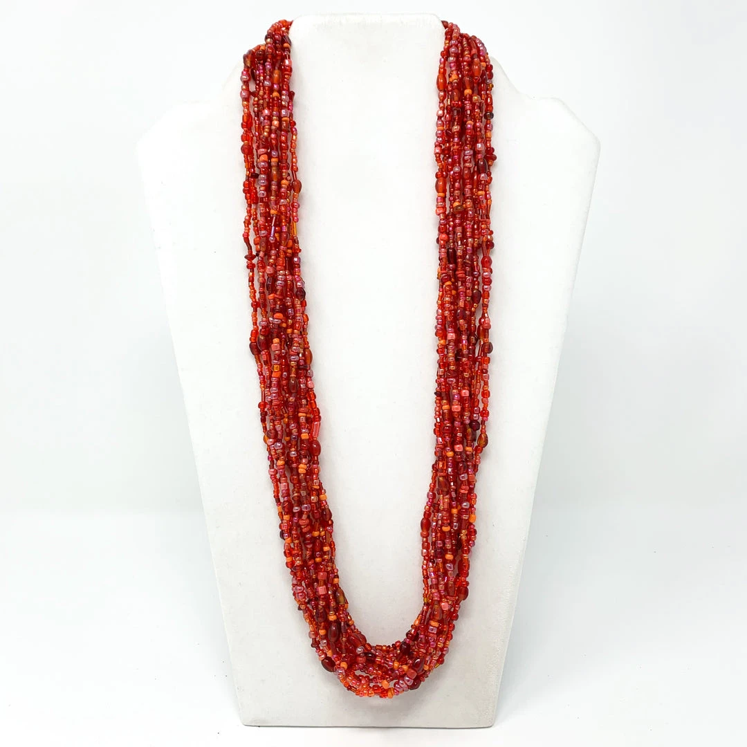 Mardi Gras Spot 27" Red Glass Bead Necklace (Dozen) Beads 3 Mardi Gras Spot 27" Red Glass Bead Necklace (Dozen) Beads