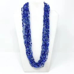 Mardi Gras Spot Beads 27" Blue Glass Bead Necklace (Dozen)