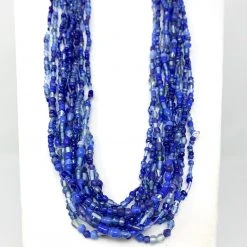 Mardi Gras Spot Beads 27" Blue Glass Bead Necklace (Dozen)