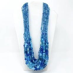 Mardi Gras Spot 27" Blue Glass Bead Necklace (Dozen)