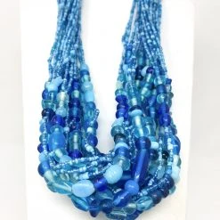 Mardi Gras Spot 27" Blue Glass Bead Necklace (Dozen)