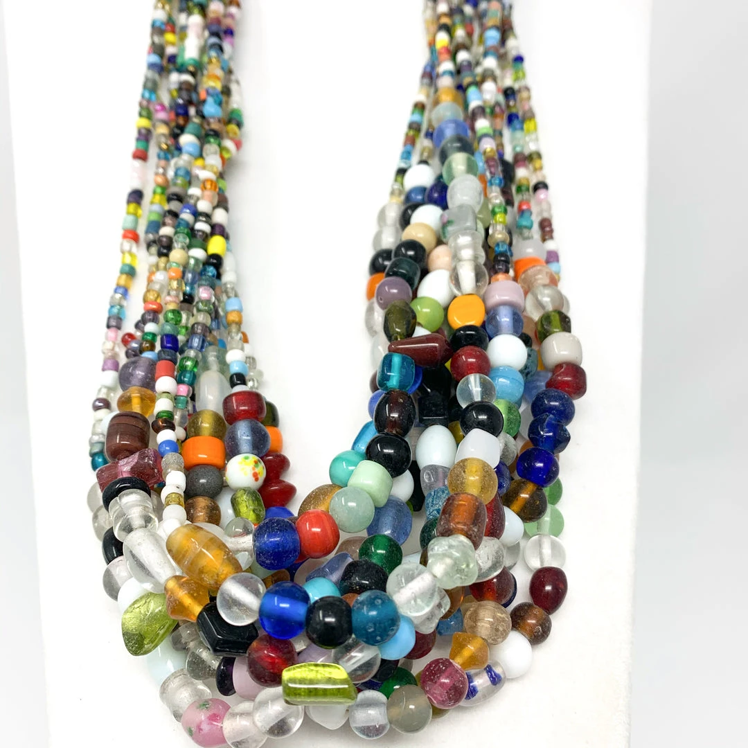 Mardi Gras Spot Beads 27" Multicolor Glass Bead Necklace (Dozen) 4 Mardi Gras Spot Beads 27" Multicolor Glass Bead Necklace (Dozen)
