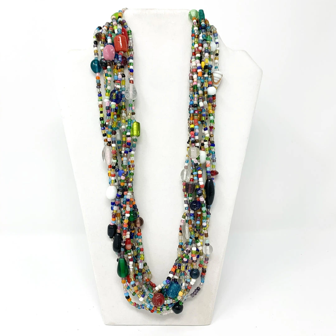 Mardi Gras Spot 27" Multicolor Glass Bead Necklace (Dozen) 3 Mardi Gras Spot 27" Multicolor Glass Bead Necklace (Dozen)