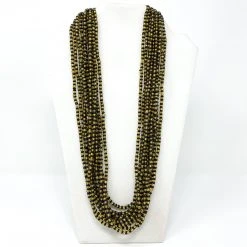 Mardi Gras Spot Beads 27" Black And Golden Glass Bead Necklace (Dozen)