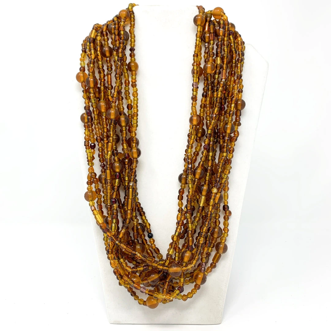 Mardi Gras Spot Beads 27" Brown Glass Bead Necklace (Dozen) 3 Mardi Gras Spot Beads 27" Brown Glass Bead Necklace (Dozen)