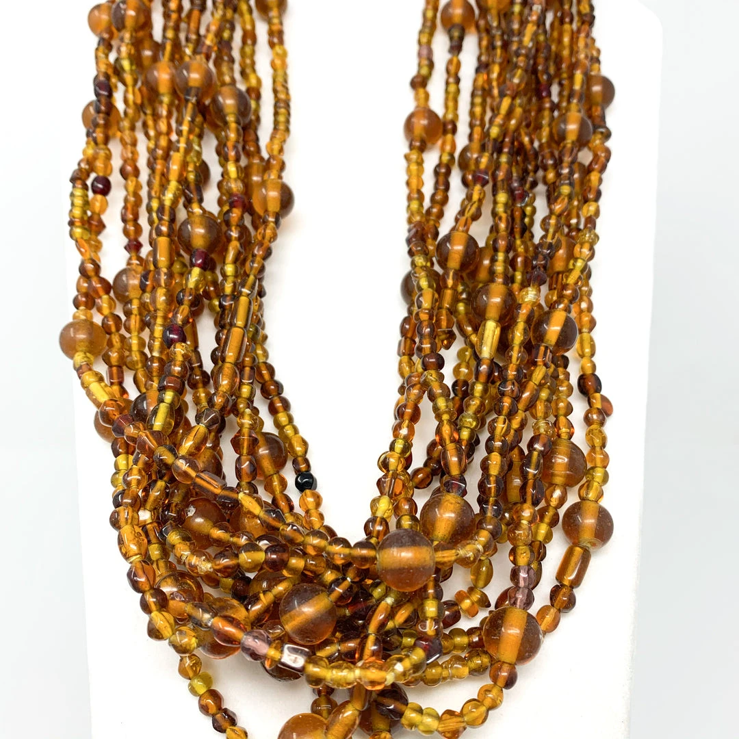 Mardi Gras Spot Beads 27" Brown Glass Bead Necklace (Dozen) 4 Mardi Gras Spot Beads 27" Brown Glass Bead Necklace (Dozen)