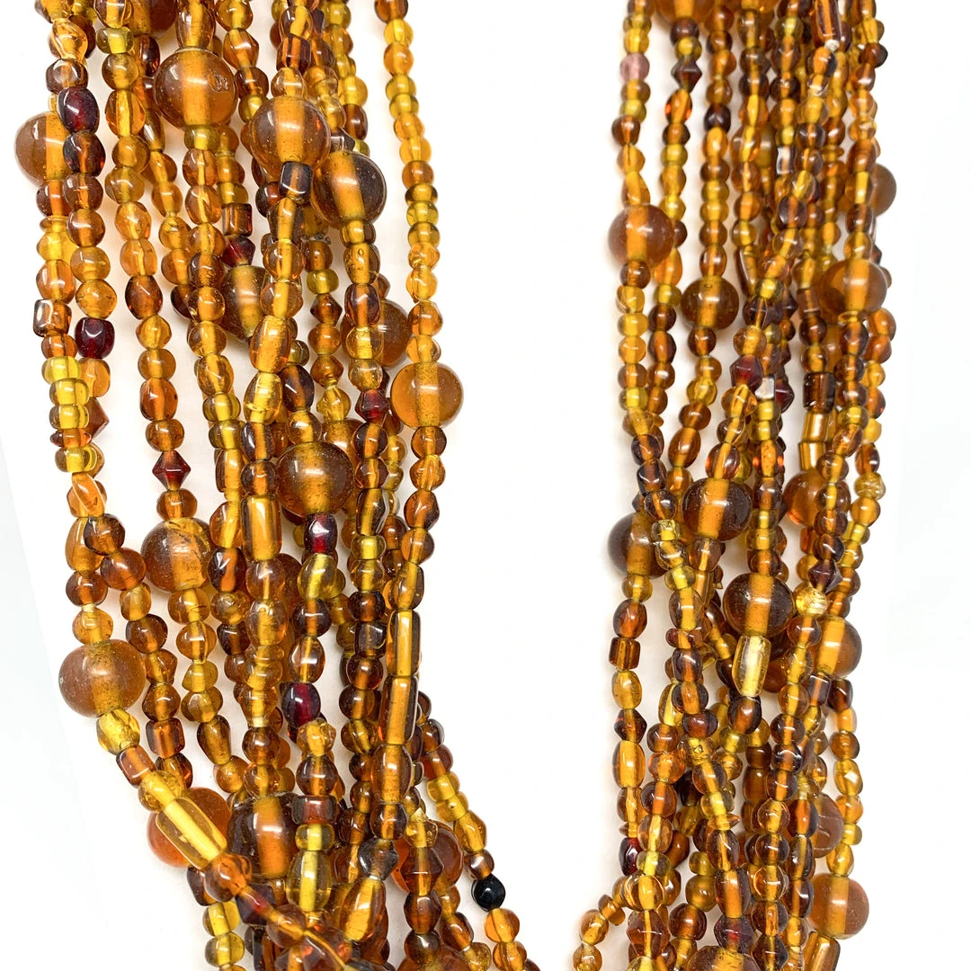 Mardi Gras Spot Beads 27" Brown Glass Bead Necklace (Dozen) 5 Mardi Gras Spot Beads 27" Brown Glass Bead Necklace (Dozen)