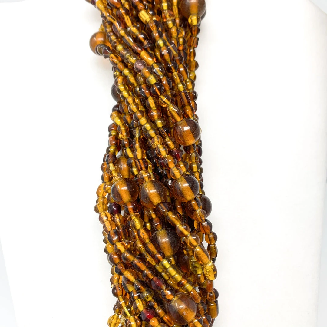 Mardi Gras Spot Beads 27" Brown Glass Bead Necklace (Dozen) 7 Mardi Gras Spot Beads 27" Brown Glass Bead Necklace (Dozen)