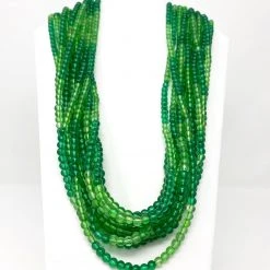 Mardi Gras Spot Beads 27" Green Glass Bead Necklace (Dozen)