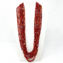 Mardi Gras Spot Beads 27" Red Multicolor Glass Bead Necklace (Dozen)
