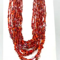 Mardi Gras Spot Beads 27" Red Multicolor Glass Bead Necklace (Dozen)
