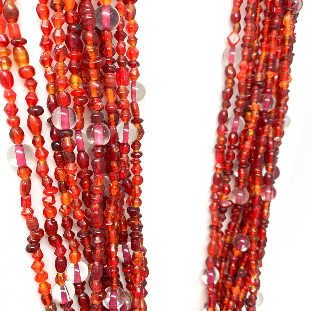 Mardi Gras Spot Beads 27" Red Multicolor Glass Bead Necklace (Dozen) 5 Mardi Gras Spot Beads 27" Red Multicolor Glass Bead Necklace (Dozen)