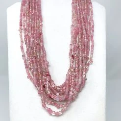 Mardi Gras Spot Beads 27" Pink Glass Bead Necklace (Dozen)