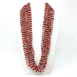Mardi Gras Spot Beads 27" Clear/Red Glass Bead Necklace (Dozen)