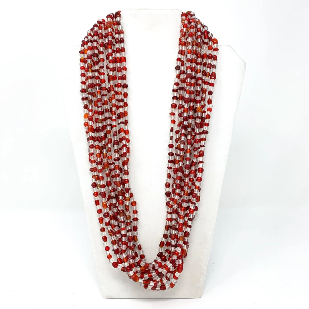 Mardi Gras Spot Beads 27" Clear/Red Glass Bead Necklace (Dozen) Mardi Gras Spot Beads 27" Clear/Red Glass Bead Necklace (Dozen)