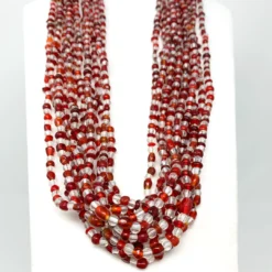 Mardi Gras Spot Beads 27" Clear/Red Glass Bead Necklace (Dozen)