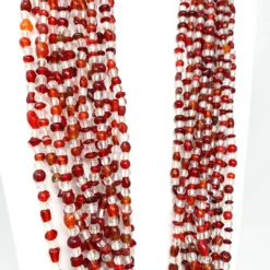 Mardi Gras Spot Beads 27" Clear/Red Glass Bead Necklace (Dozen) 4 Mardi Gras Spot Beads 27
