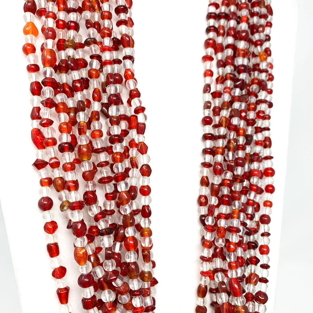 Mardi Gras Spot Beads 27" Clear/Red Glass Bead Necklace (Dozen) Mardi Gras Spot Beads 27" Clear/Red Glass Bead Necklace (Dozen)
