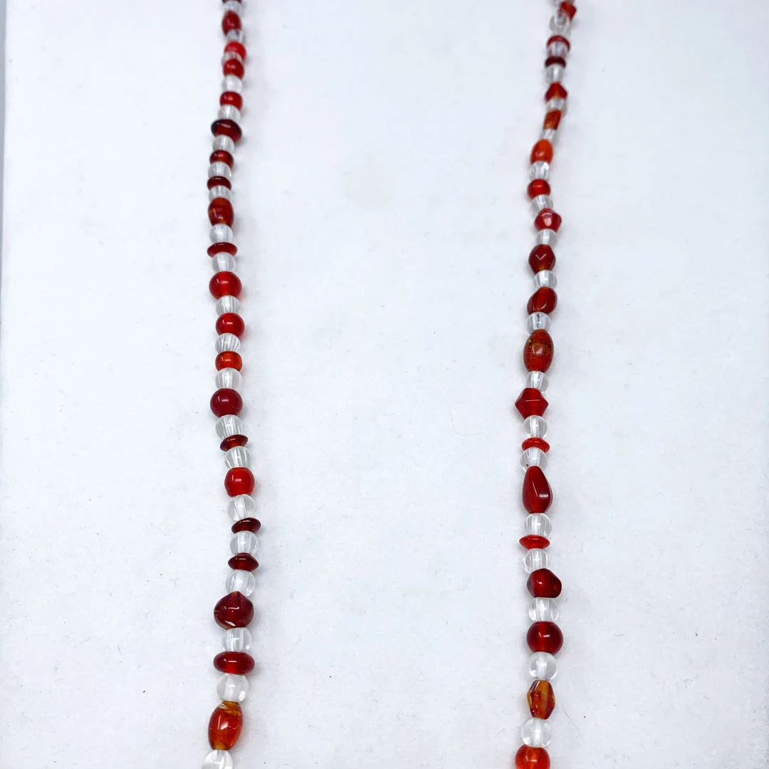 Mardi Gras Spot Beads 27" Clear/Red Glass Bead Necklace (Dozen) Mardi Gras Spot Beads 27" Clear/Red Glass Bead Necklace (Dozen)