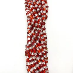 Mardi Gras Spot Beads 27" Clear/Red Glass Bead Necklace (Dozen) 6 Mardi Gras Spot Beads 27