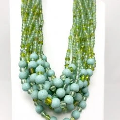 Mardi Gras Spot 27" Light Green Glass Bead Necklace (Dozen)