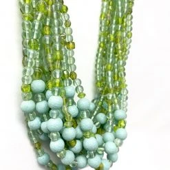 Mardi Gras Spot 27" Light Green Glass Bead Necklace (Dozen) 9 Mardi Gras Spot 27