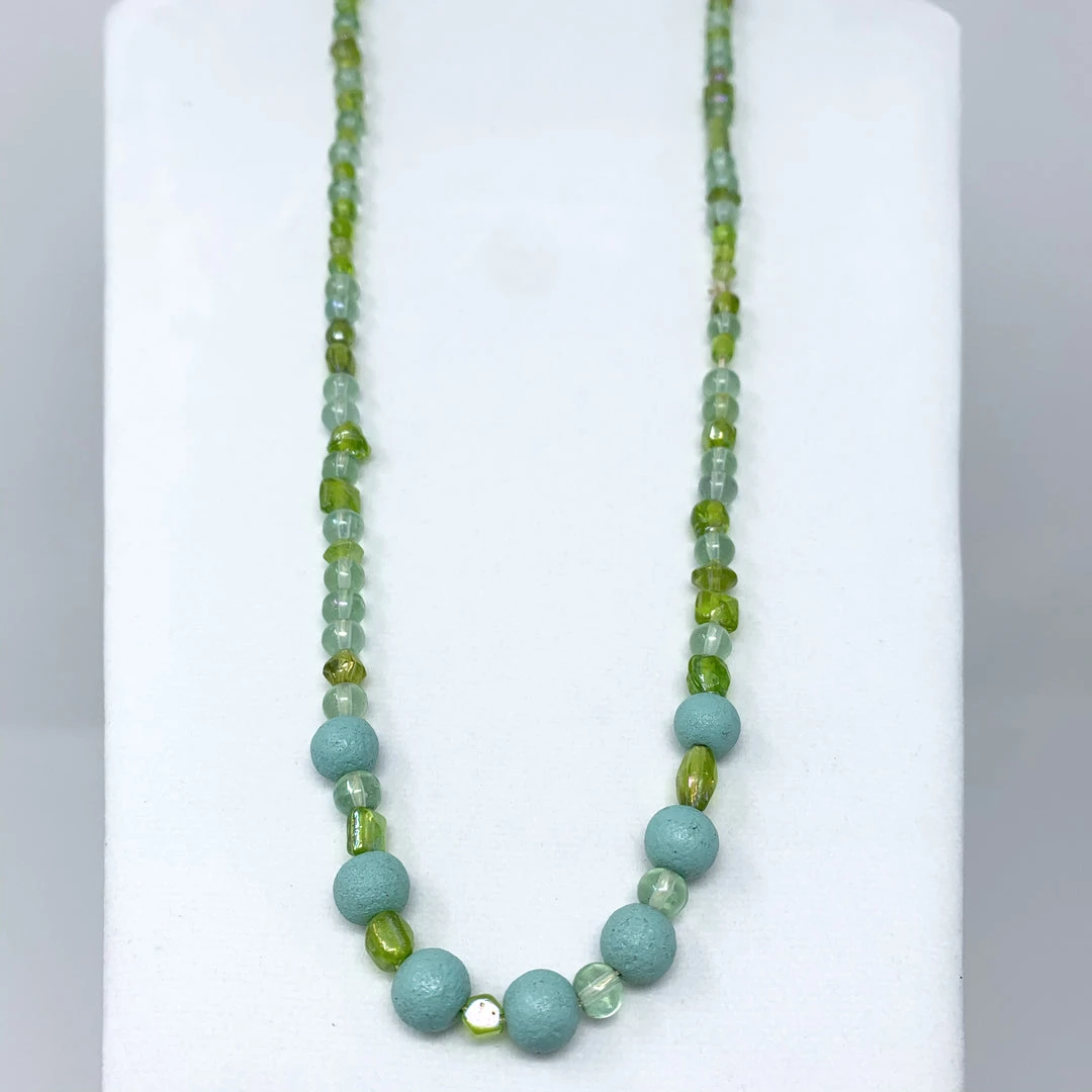Mardi Gras Spot 27" Light Green Glass Bead Necklace (Dozen) 6 Mardi Gras Spot 27" Light Green Glass Bead Necklace (Dozen)